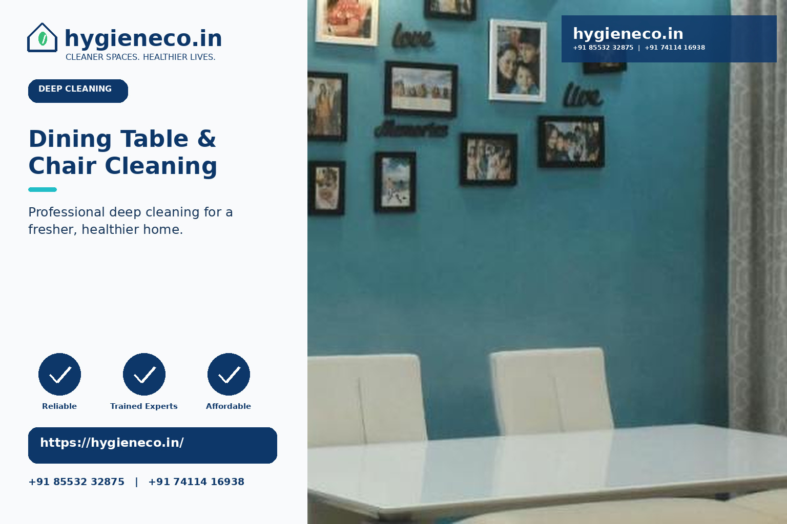 Dining Table & Chair Cleaning in Bengaluru by Hygineco
